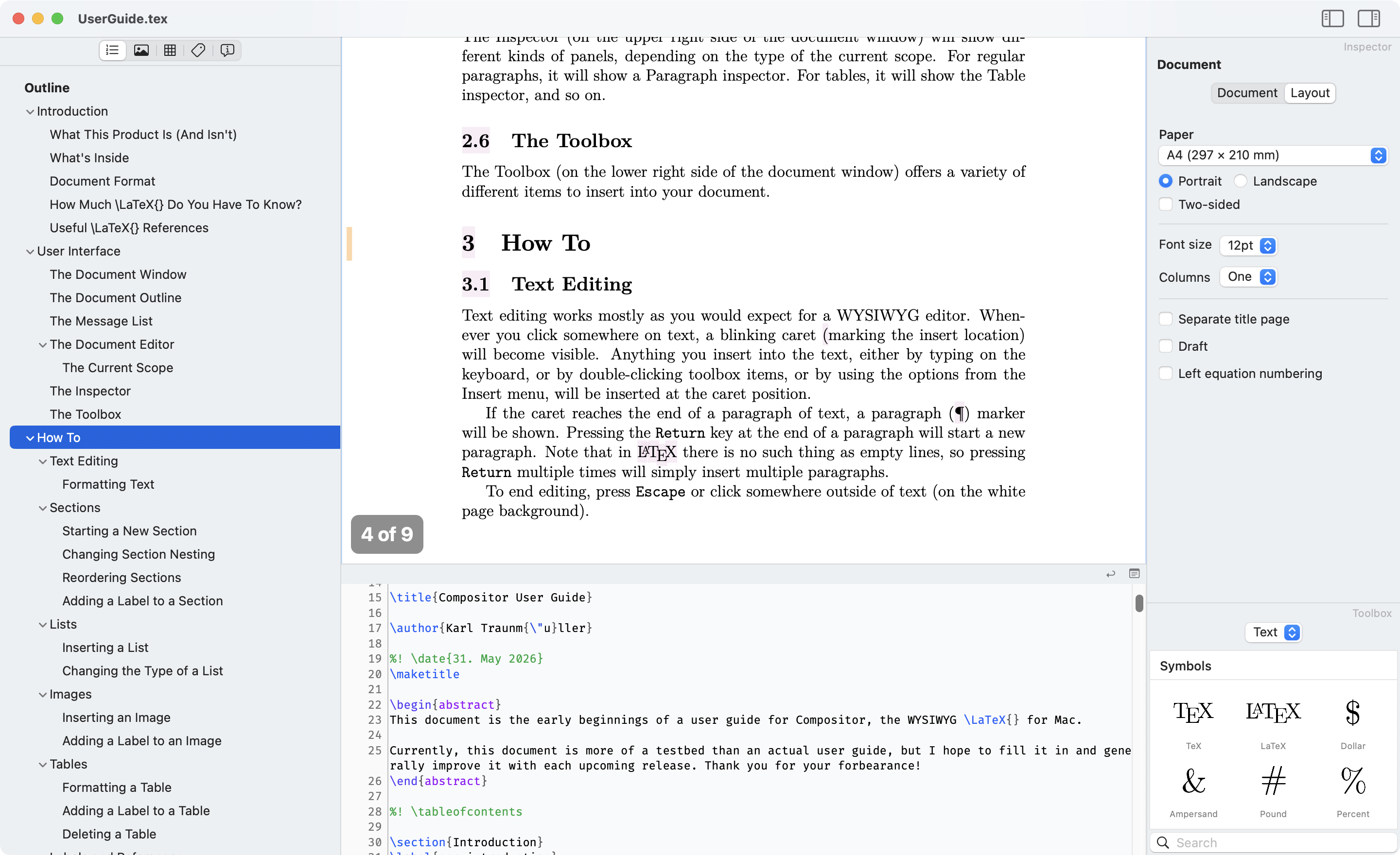 Compositor Navigator outline on macOS
