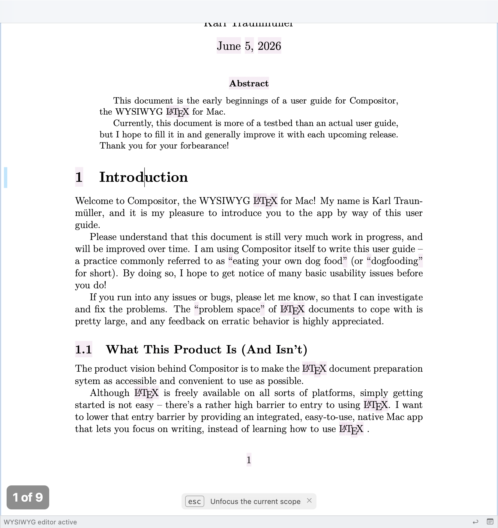 Compositor WYSIWYG editor on macOS