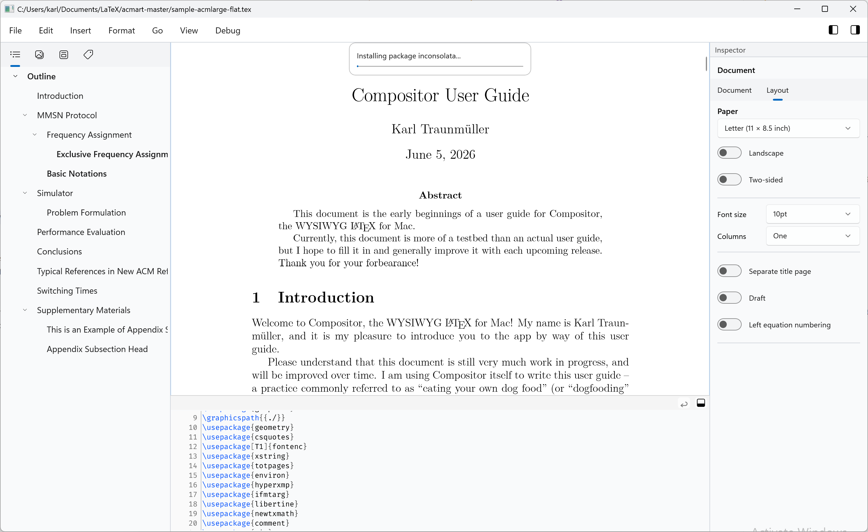 Compositor package installation on Windows