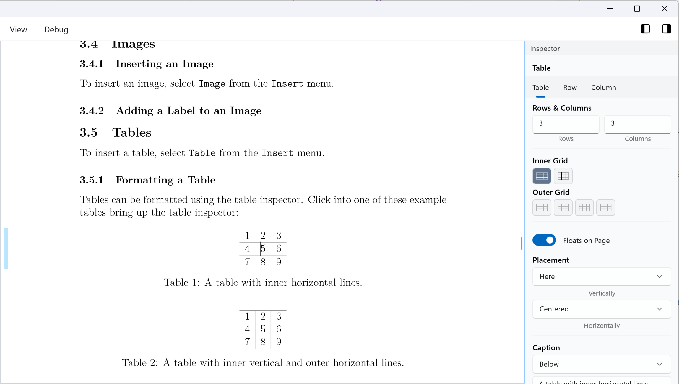 Compositor table inspector on Windows